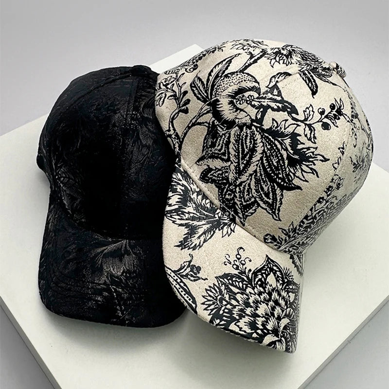 New Printing Leaf Vegan Leather Versatile Men Women Baseball Hats Cotton Korean Sunshade Fashion Breathable Outdoors Sport Caps