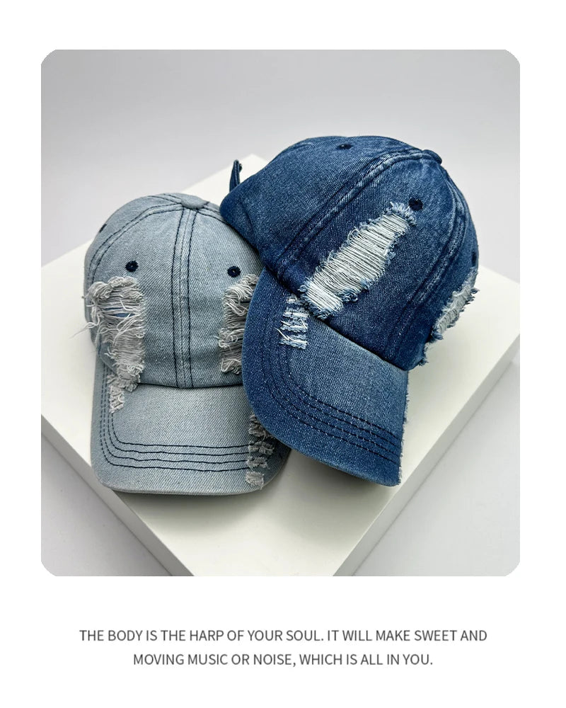 Retro Men Women Baseball Hats Cotton Embroidery Washing Versatile Snapback Caps Fashion Denim Letter Outdoor Leisure Sports