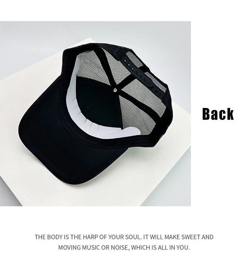 New Men Women Cartoon Animal Embroidery Color Block Baseball Hats Sunshade Casual Breathable Truck Caps Mesh Fashion Versatile