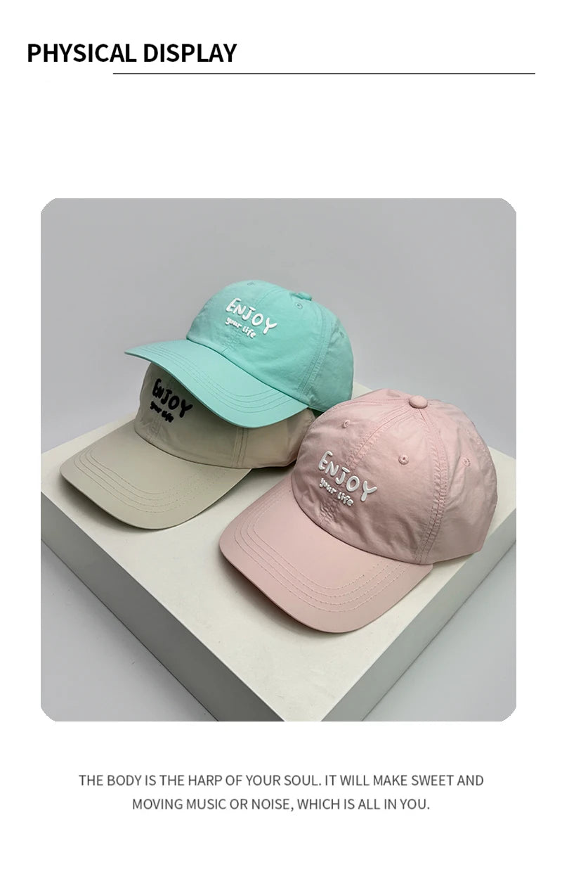 New Unisex Korean Quick Drying Letter Baseball Hats Outdoor Breathable Casual Sunshade Simple Peaked Caps Versatile Fashion ins