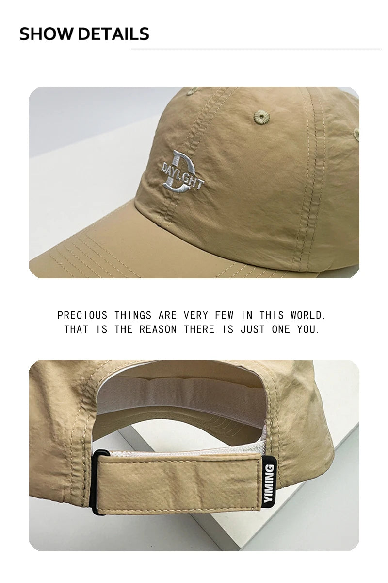 New Men Woman Korean Quick Drying Letter Embroidery Baseball Hat Breathable Sport Sunshade Simple Snapback Cap Versatile Fashion