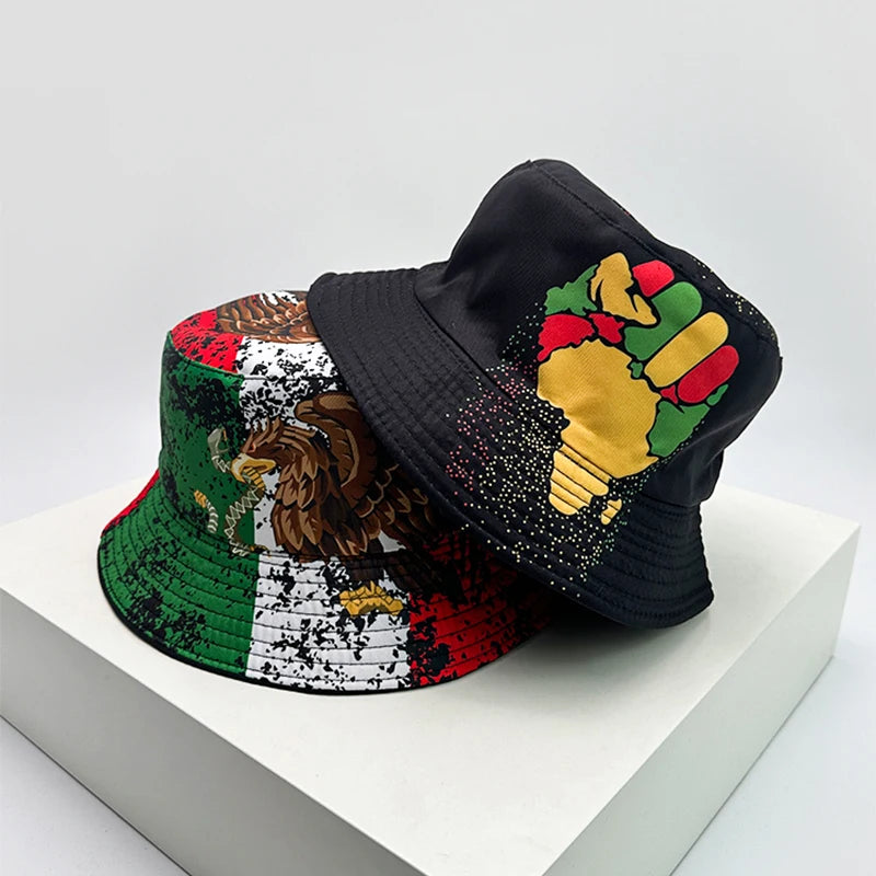 New Unisex Print Lion Graffiti Bucket Hats Sunshade Personal Versatile Double Sided Wearable Fisherman Caps Fashion Hip-Hop ins