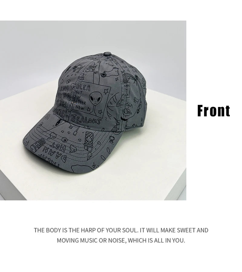 New Unisex Graffiti Comics Quick Drying Baseball Hats Personal Breathable Outdoor Sunshade Hip Hop Peaked Caps Versatile Fashion