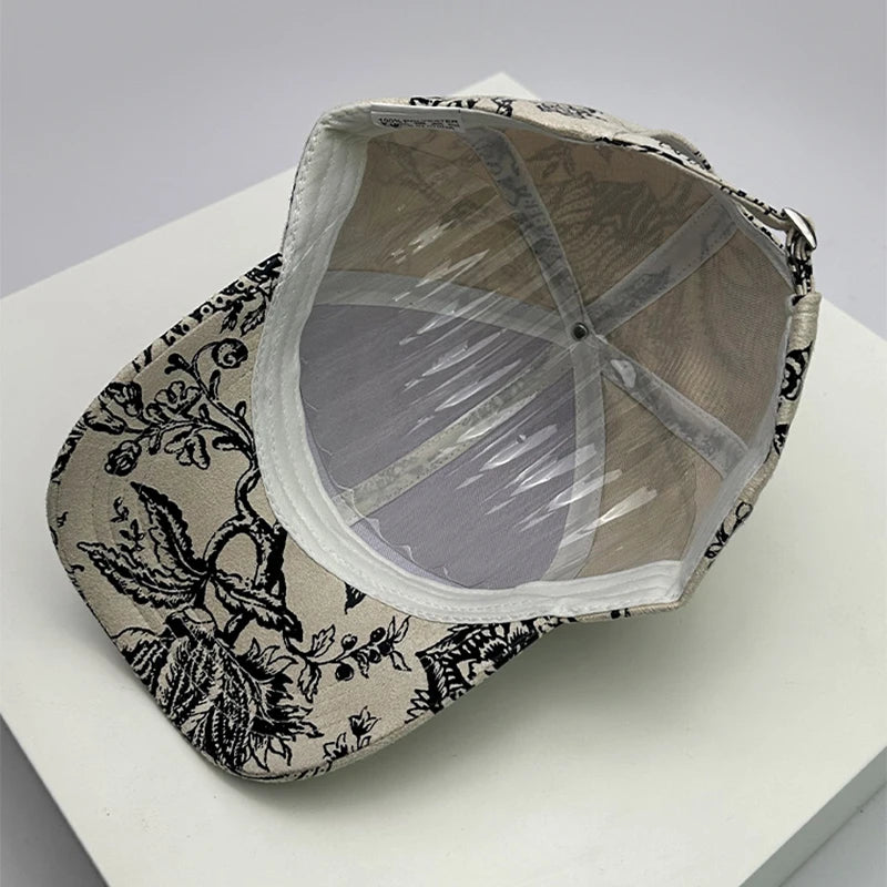 New Printing Leaf Vegan Leather Versatile Men Women Baseball Hats Cotton Korean Sunshade Fashion Breathable Outdoors Sport Caps