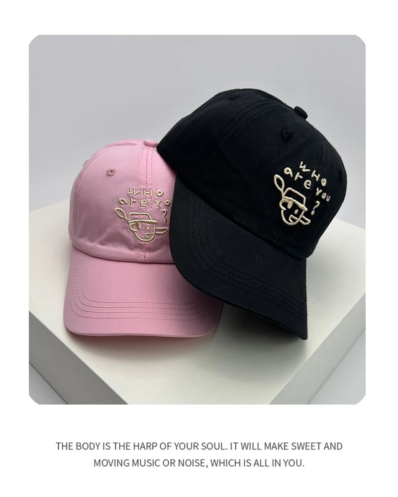 New Men Women Cartoon Embroidered Letters Baseball Hats Breathable Sunshade Simple Versatile Snapback Caps Fashion Japanese