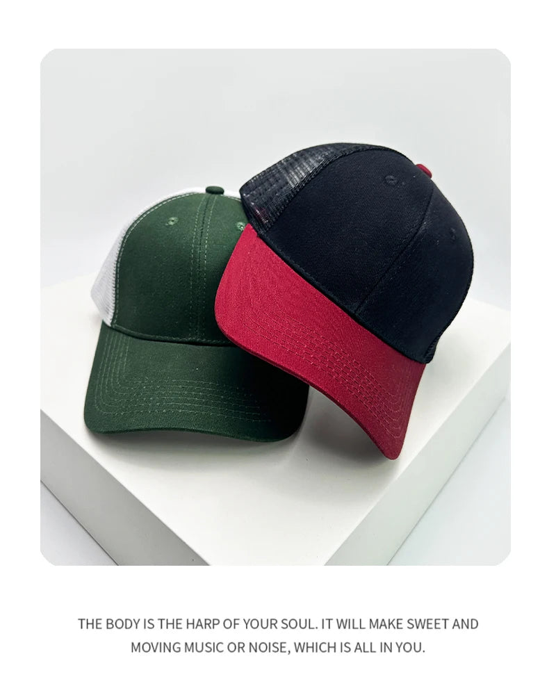 New Men Women Color Block American Style Baseball Hats Sunshade Personal Breathable Street Truck Caps Versatile Fashion Simple