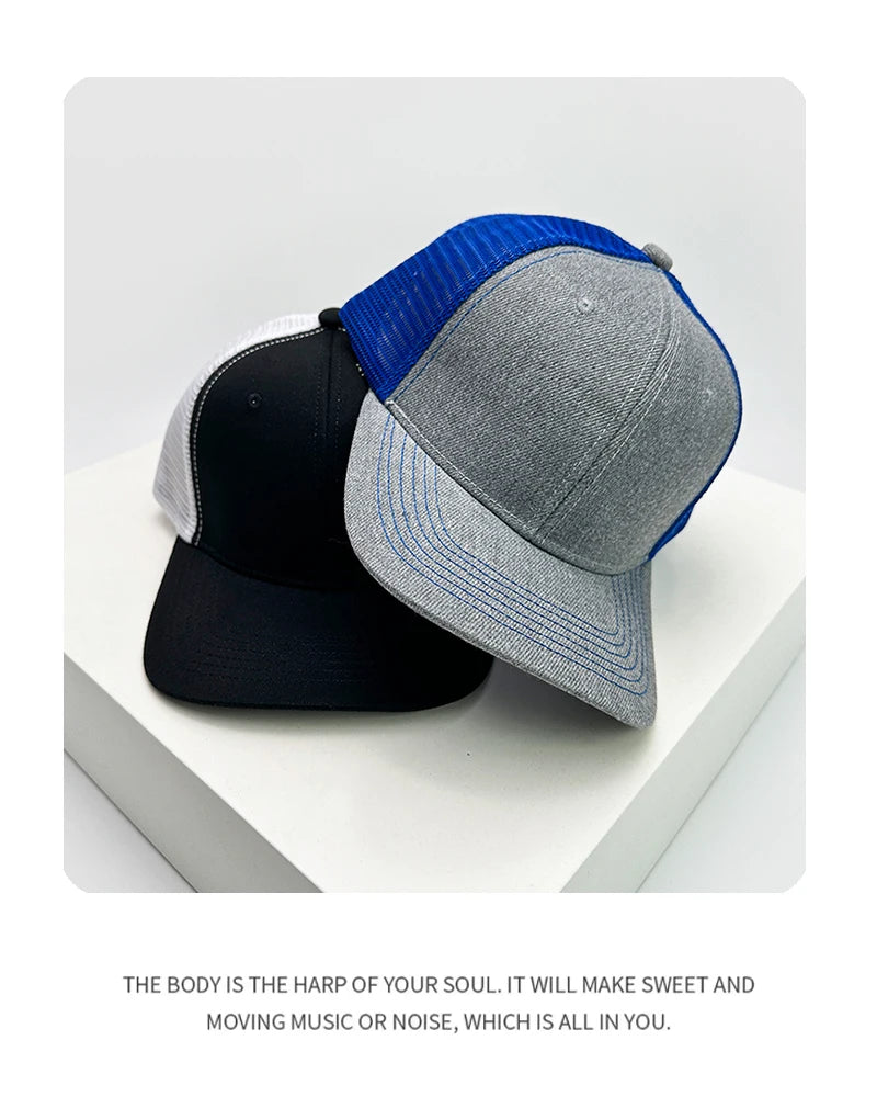 New Men Women Outdoor Color Block Baseball Hats Sunshade Retro Breathable Mesh Casual Truck Caps Versatile Fashion Simple Solid