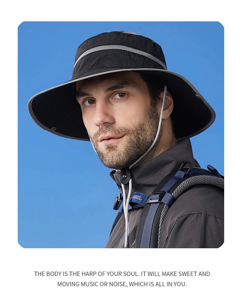 New Unisex Quick Drying Color Block Drawstring Bucket Hats Sunshade Outdoor Breathable ins Versatile Alpine Caps Casual Fashion