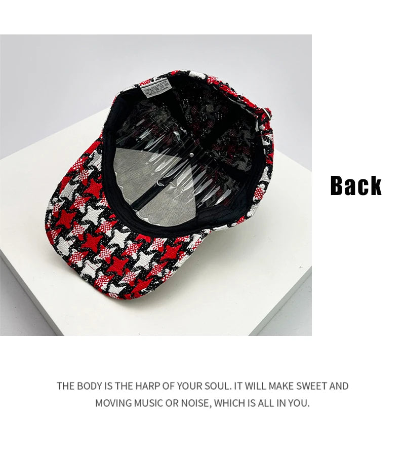 Autumn and Winter New Men Women Warm Versatile Star Color Block Baseball Caps Cotton Fashion Casual Westernized Trend Plush