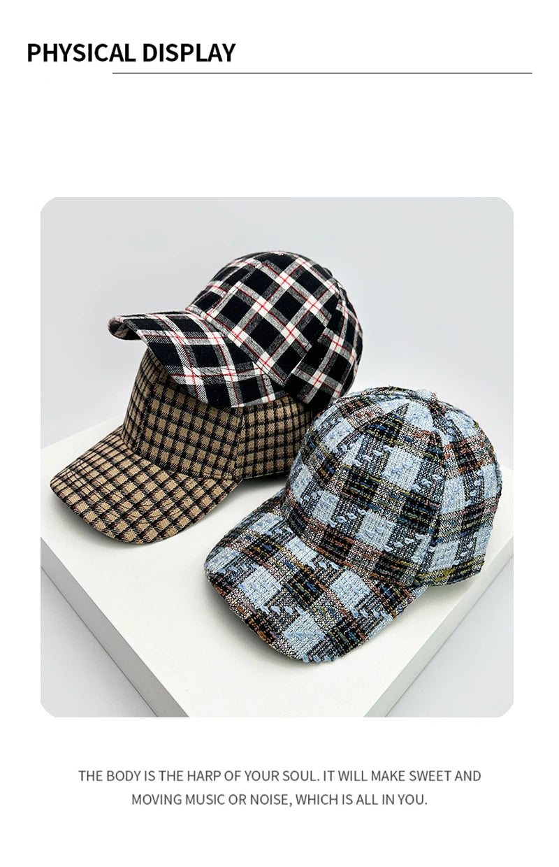 New Men Women Check Houndstooth Color Block Baseball Hats Sunshade Versatile Breathable Outdoor Snapback caps Fashion Retro ins