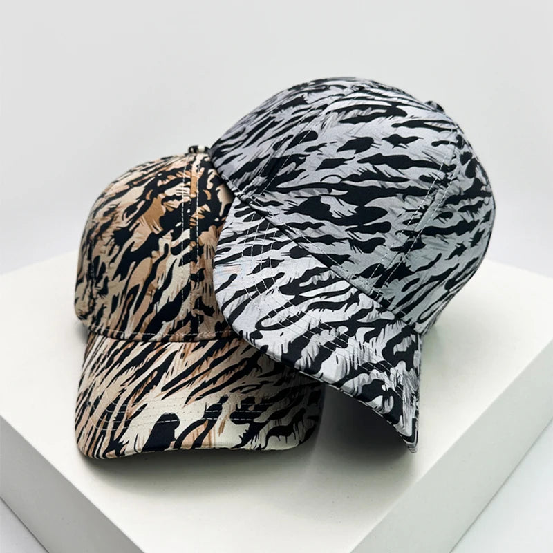 New Unisex Personal Graffiti Leopard Stripe Baseball Hats Outdoor Breathable Travel Sunshade Snapback Caps Versatile Fashion ins