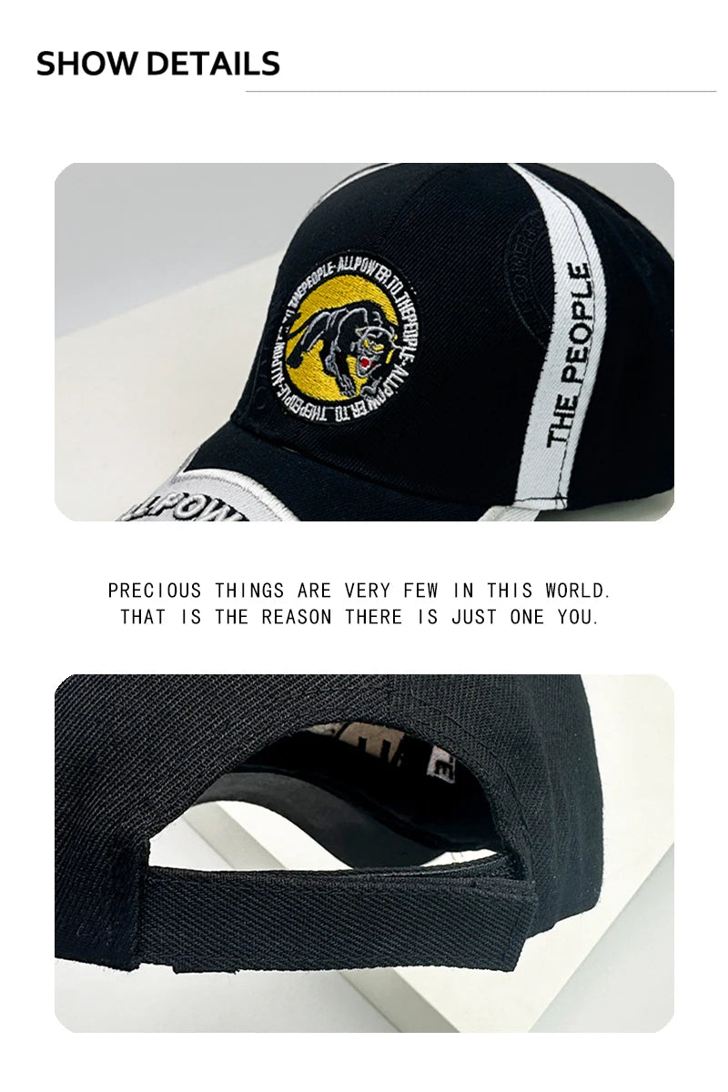 New Unisex Hip Hop Panther Embroidery Baseball Hats Casual Breathable Personal Sunshade Hardtop Peaked Caps Versatile Fashion