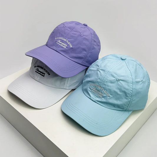 New Unisex Contrasting Colors Quick Drying Letter Embroidery Baseball Hats Outdoor Breathable Sunshade Peaked Caps Versatile ins