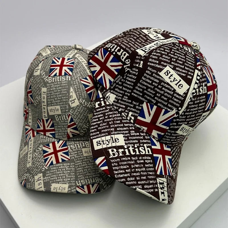 New Classic UK Flag Versatile Men Women Baseball Hats Cotton Graffiti Letter Breathable Colored Pattern Fashion Sport Casual