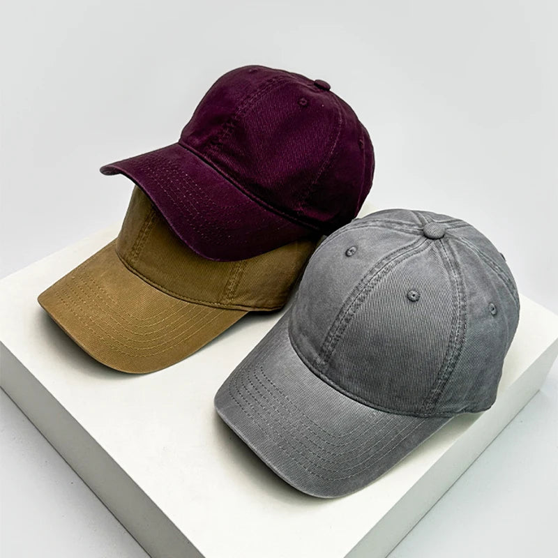 New Unisex Korean Solid Simple Baseball Hats Breathable Casual Sunshade Outdoor Peaked Caps Versatile Retro Fashion High-quality