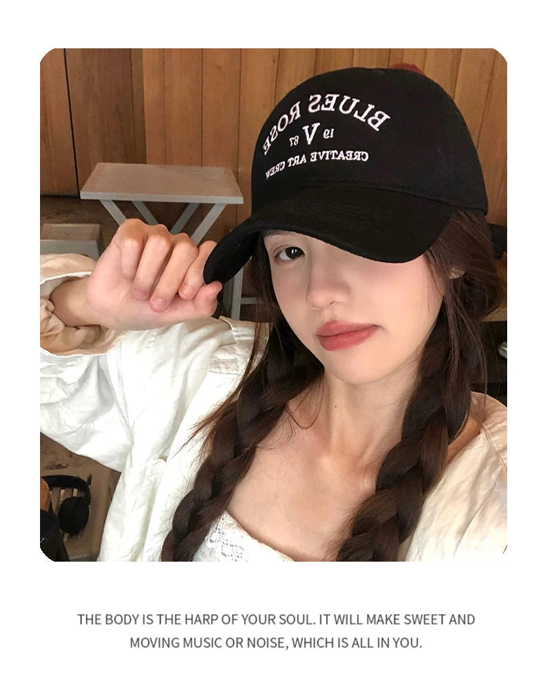 New Unisex Hardtop Embroidered Letters Baseball Hats Breathable Korean Sunshade Casual Peaked Caps Versatile Fashion Simple ins