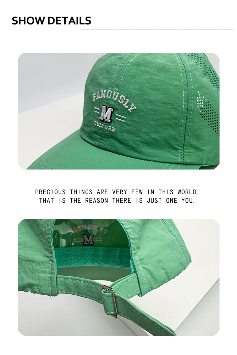 New Men Woman Outdoor Letter Embroidery Baseball Hats Quick Drying Breathable Mesh Sunshade Camp Snapback Caps Versatile Fashion