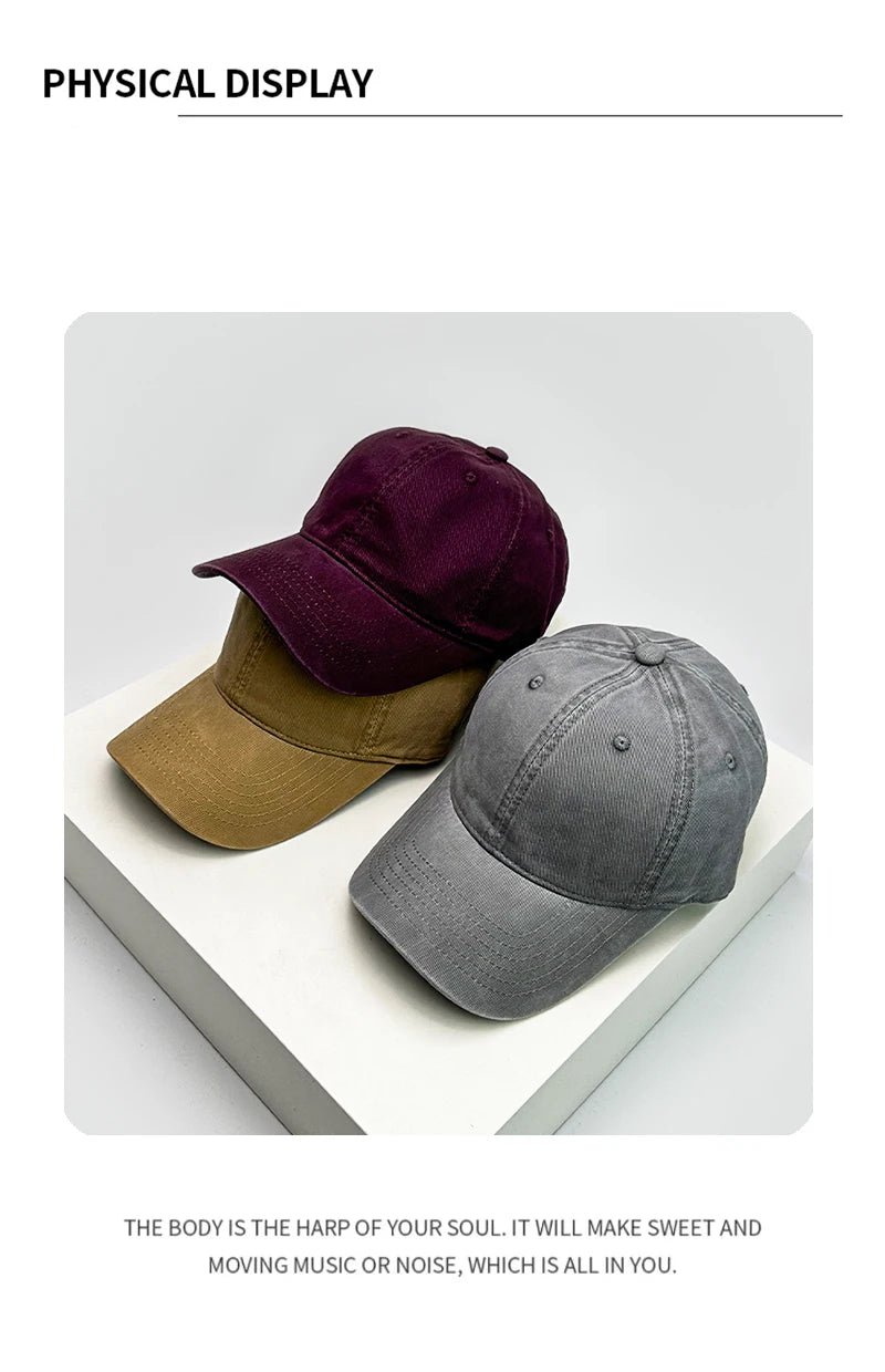 New Unisex Korean Solid Simple Baseball Hats Breathable Casual Sunshade Outdoor Peaked Caps Versatile Retro Fashion High-quality