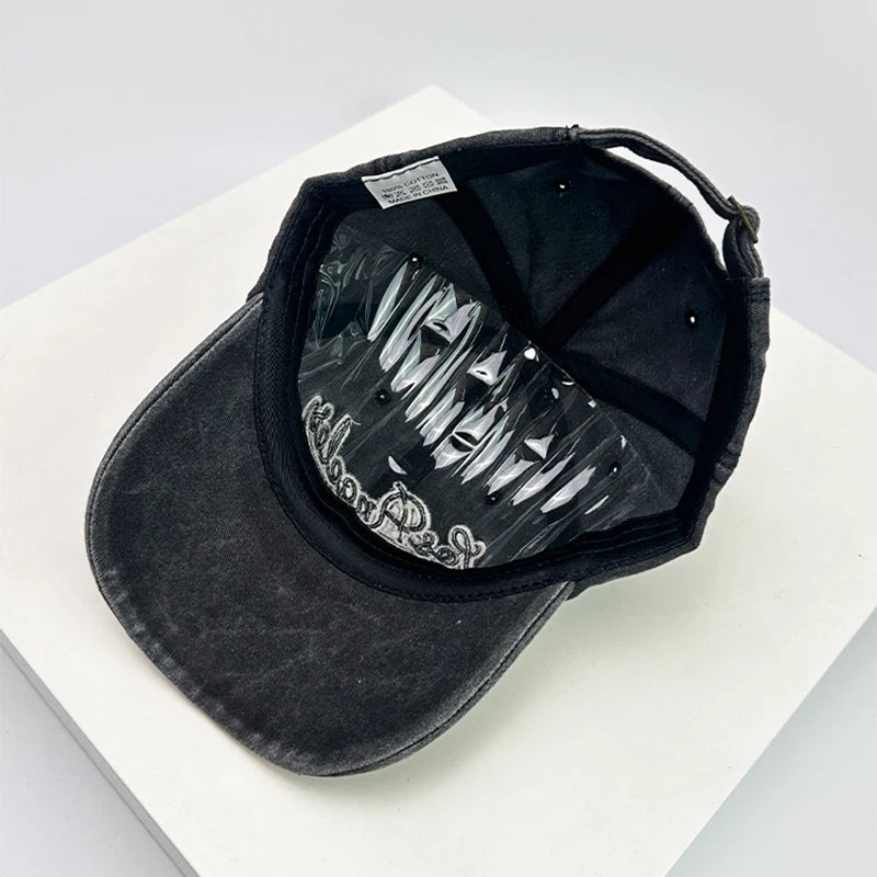 New Unisex Letter Embroidery Distress Baseball Hats Personal Breathable Sunshade American Vintage Peaked Caps Versatile Fashion