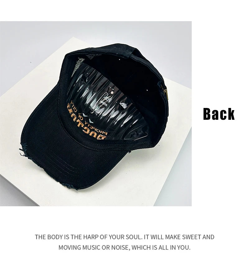 New Unisex Letter embroidery Broken Style Baseball Hats Breathable Personal Sunshade Peaked Caps Versatile Fashion Street Retro