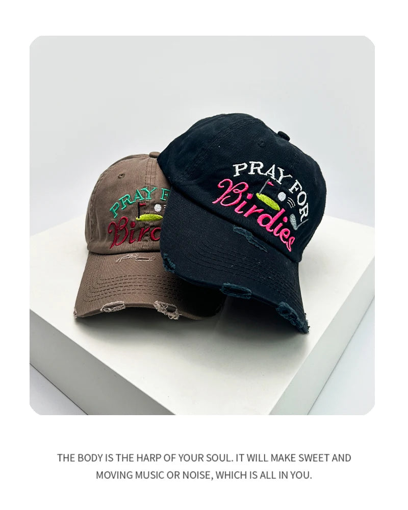 New Unisex Broken Style Letter Embroidery Baseball Hats Casual Breathable Retro Sunshade Peaked Caps Versatile Fashion Outdoor