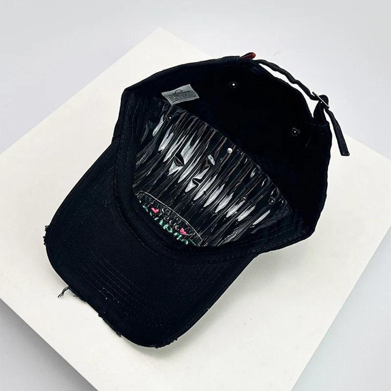 New Unisex Letter PATCH Embroidery Baseball Hats Breathable Distress Sunshade Broken Style Peaked Caps Versatile Fashion Outdoor