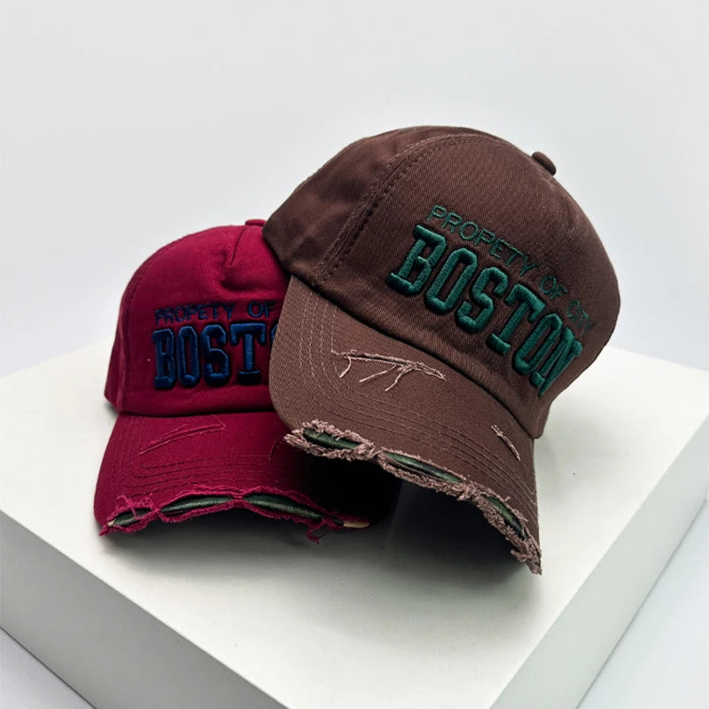 New Unisex Letter embroidery Broken Style Baseball Hats Breathable Personal Sunshade Peaked Caps Versatile Fashion Street Retro