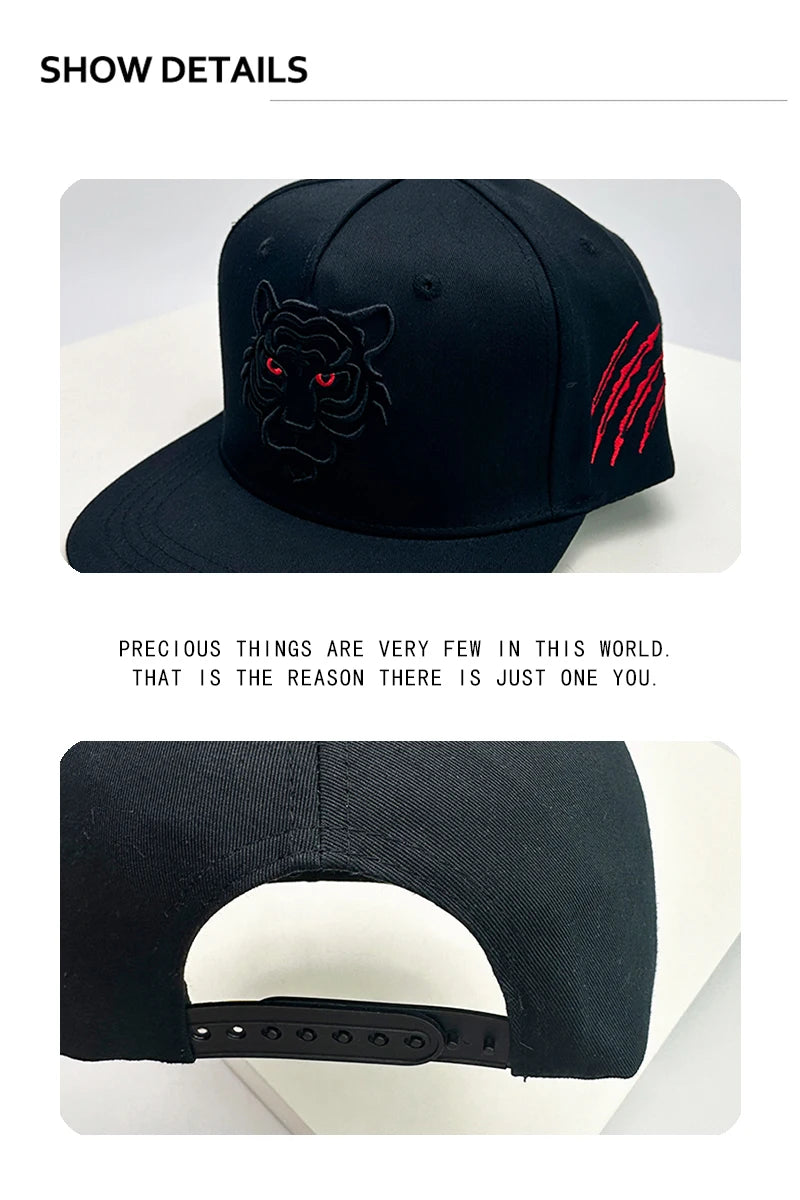 New Unisex Flat Eave Animal Embroidery Baseball Hats Breathable Skate Sunshade Color Block Peaked Caps Versatile Fashion Hip Hop