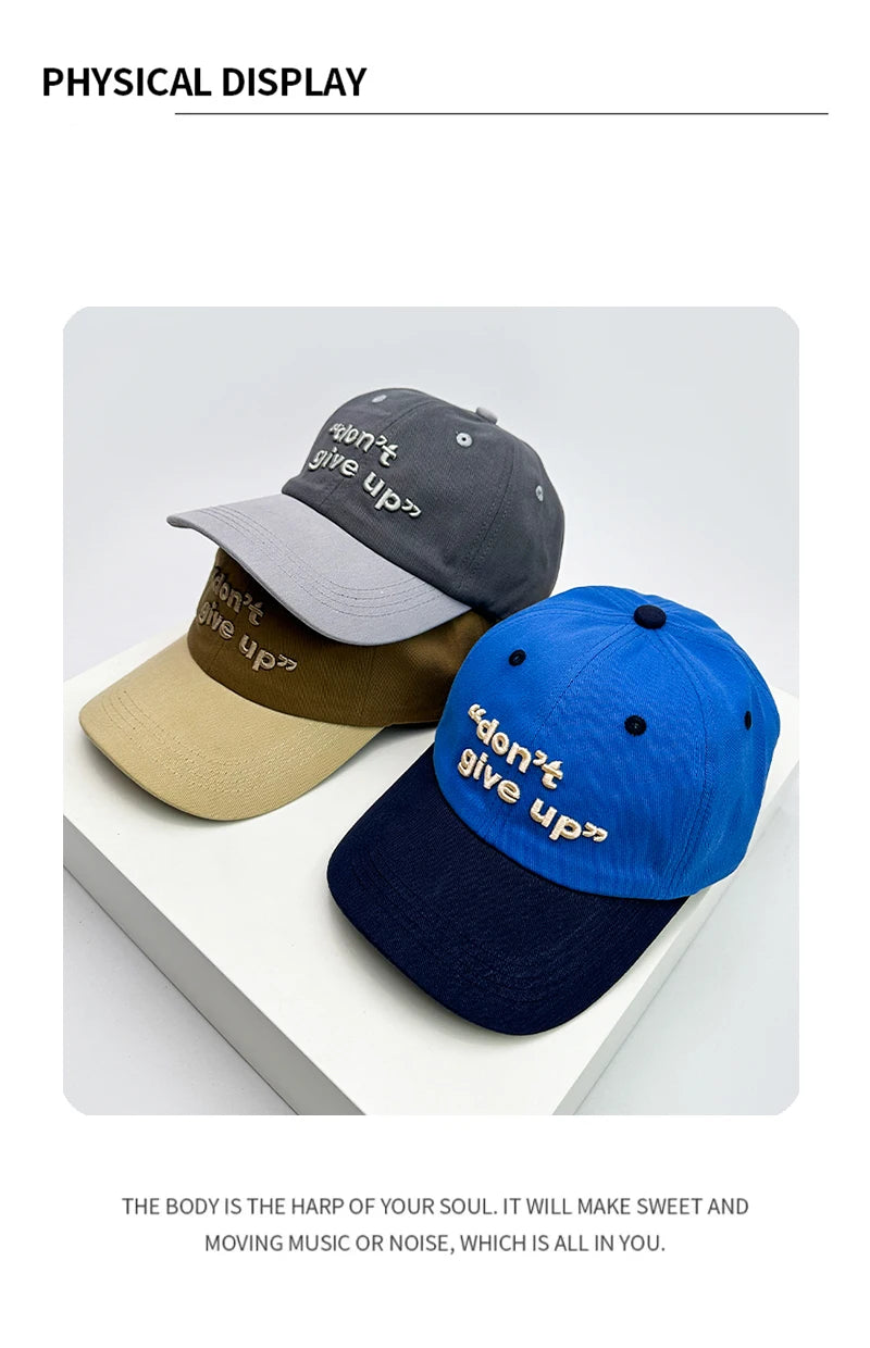 New Men Women Color Block Letters Embroidery Baseball Hats Japanese Breathable Sunshade Versatile Snapback Caps Fashion Student