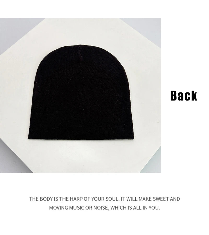 Autumn and Winter Skull Stripe Hip Hop Wool Bucket Knitted Hats Color Block Warm Comfortable Versatile Personal Fashion Street