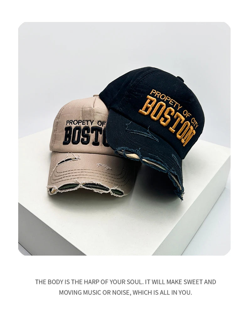 New Unisex Letter embroidery Broken Style Baseball Hats Breathable Personal Sunshade Peaked Caps Versatile Fashion Street Retro