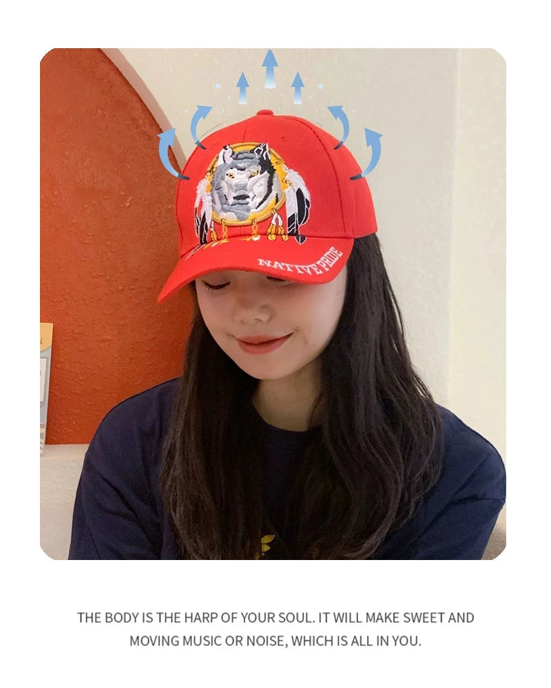 New Unisex Bear Wolf Letter Embroidery Baseball Hats Breathable Hardtop Sunshade Personal Peaked Caps Versatile Fashion Outdoor