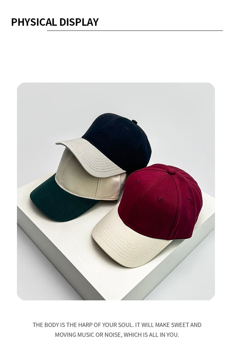 New Unisex Simple Color Block Casual Baseball Hats Breathable Outdoor ins Sunshade Peaked Caps Versatile Fashion Personal Retro