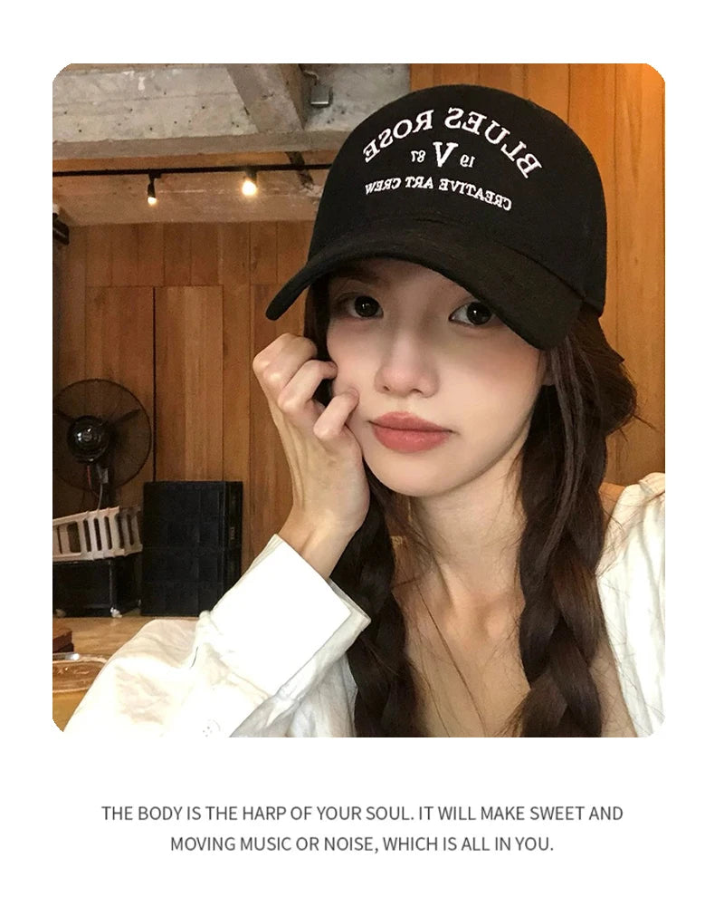 New Unisex Hardtop Embroidered Letters Baseball Hats Breathable Korean Sunshade Casual Peaked Caps Versatile Fashion Simple ins