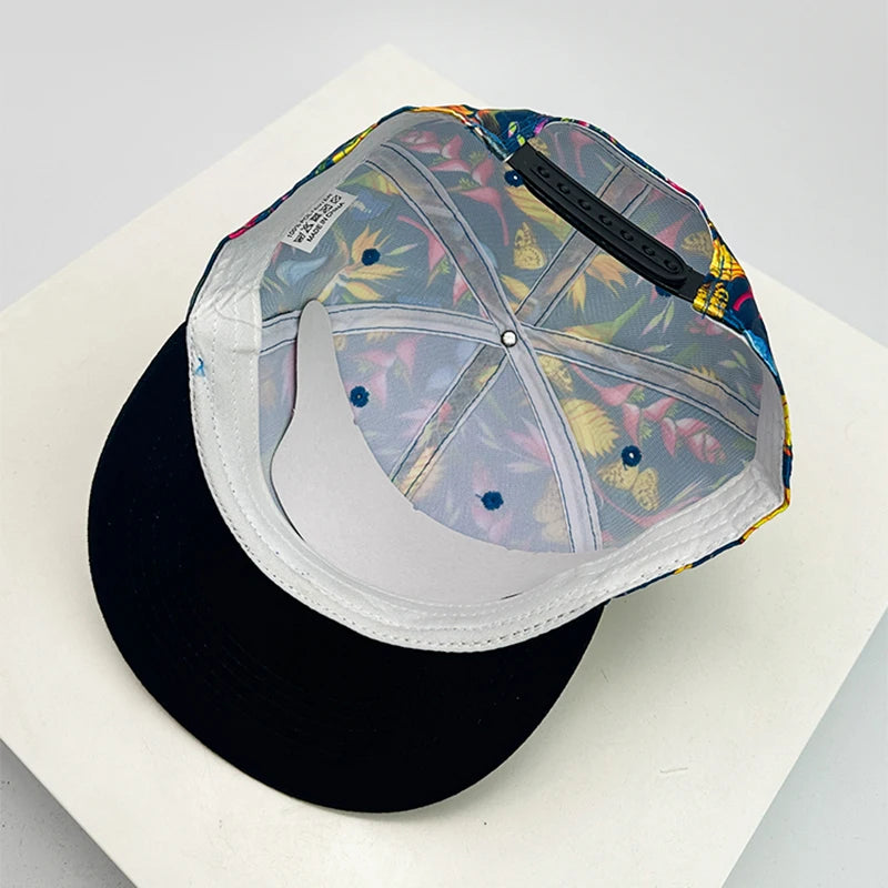 New Unisex Bandhnu Colorful Flowers Leaves Baseball Hats Breathable Hip Hop Sunshade Peaked Caps Versatile Fashion Color Block