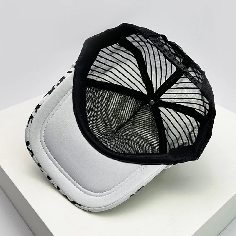 New Fashion Men Women Printed Cartoon Baseball Caps Breathable Sunshade Versatile Korean Hip Hop Half Mesh Hats ins Trend Street