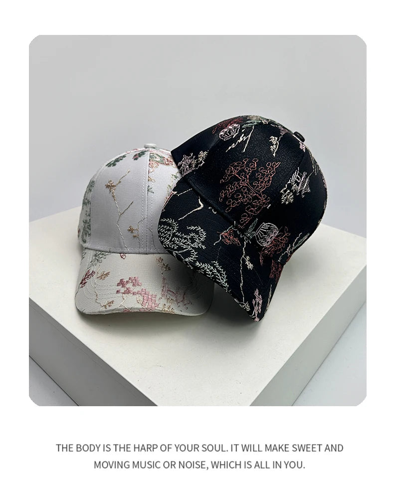 New Women China Chic Butterfly Elegant Baseball Hats Casual Sunshade Breathable Outdoor Peaked Caps Versatile Fashion Retro ins