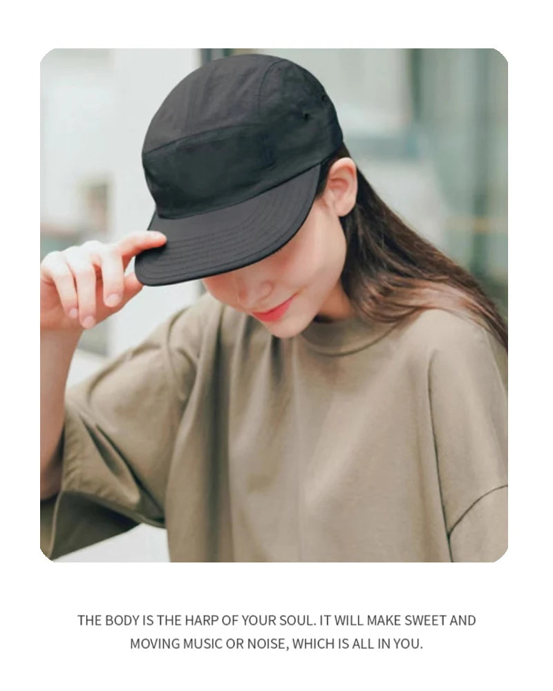 New Unisex Flat Eaves Quick Drying Solid Baseball Hats Breathable Simple Sunshade Outdoor Peaked Caps Versatile Fashion Retro