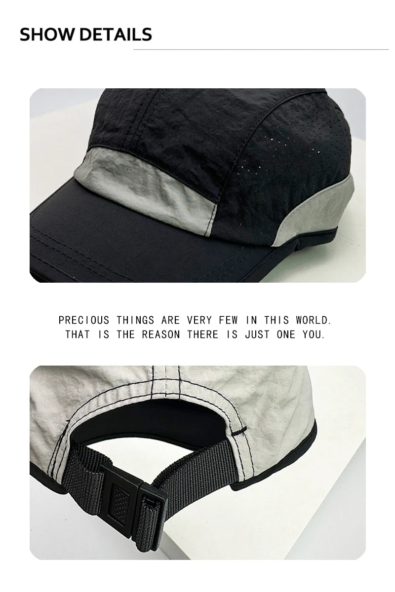 New Unisex Color Block Quick Drying Baseball Hats Short Eaves Breathable Mesh Sunshade Outdoor Peaked Caps Versatile Fashion ins