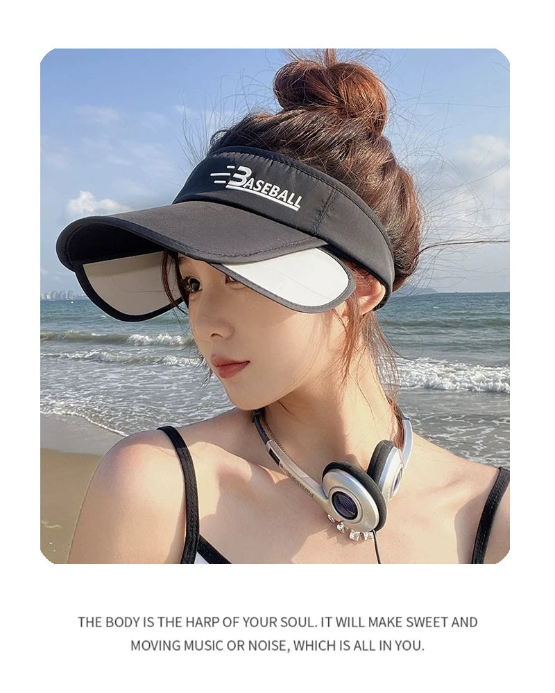 New Unisex Quick Drying Print Letter Casual Sun Hats Outdoor Sunshade Scalable Breathable Top Air Caps Versatile Fashion Riding