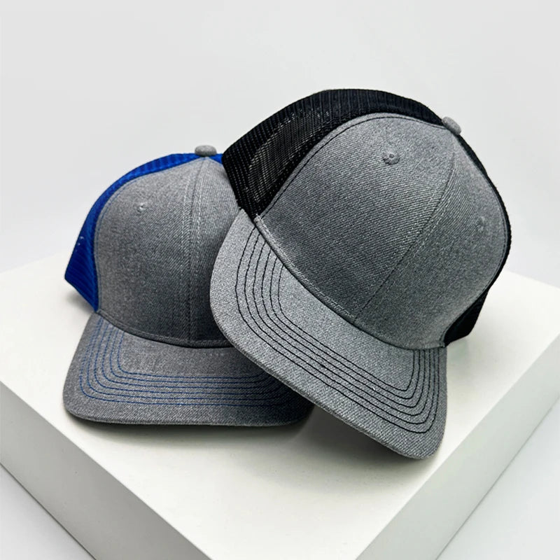 New Men Women Outdoor Color Block Baseball Hats Sunshade Retro Breathable Mesh Casual Truck Caps Versatile Fashion Simple Solid