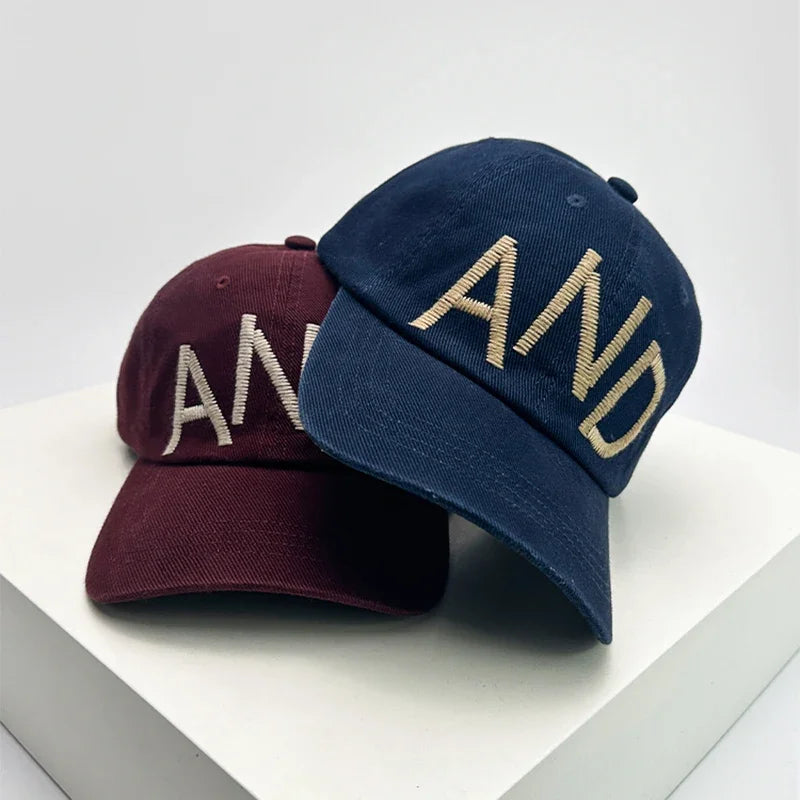 New Unisex Embroidered AND Letters Simple Baseball Hats Breathable High-quality Sunshade Peaked Caps Versatile Fashion Korean