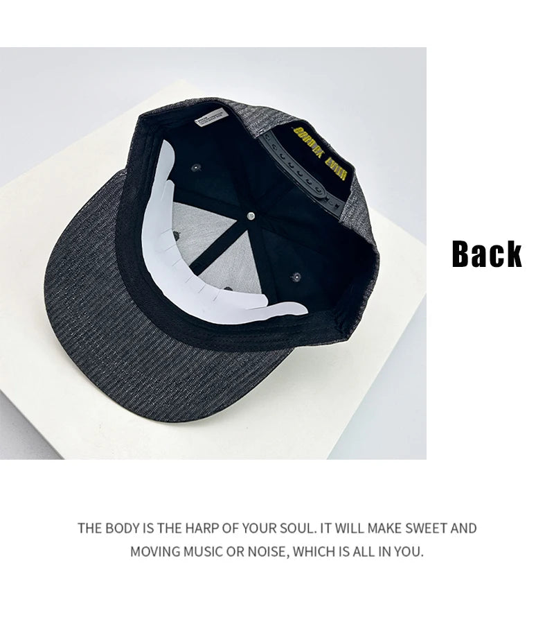 New Unisex Hip Hop Letter Embroidery Baseball Hats Breathable Flat Eave Sunshade Peaked Caps Versatile Color Block Fashion Retro