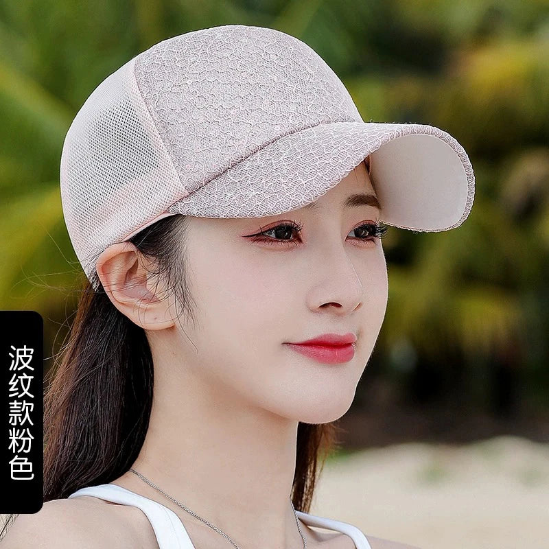 New Women Sequin Solid Baseball Hats Personal Breathable Outdoor Sunshade Casual Mesh Caps Versatile Fashion Korean Comfortable