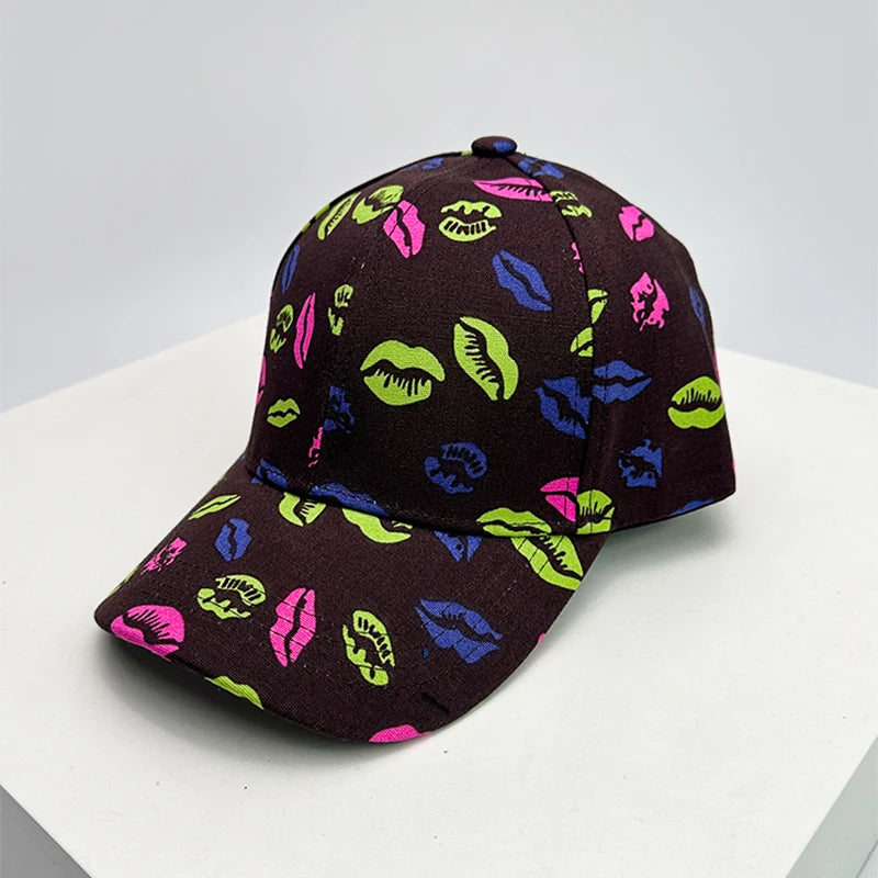 New Unisex Colorful Lip Elephant Baseball Hats ins Sunshade Outdoor Breathable Hip Hop Peaked Caps Versatile Fashion Color Block