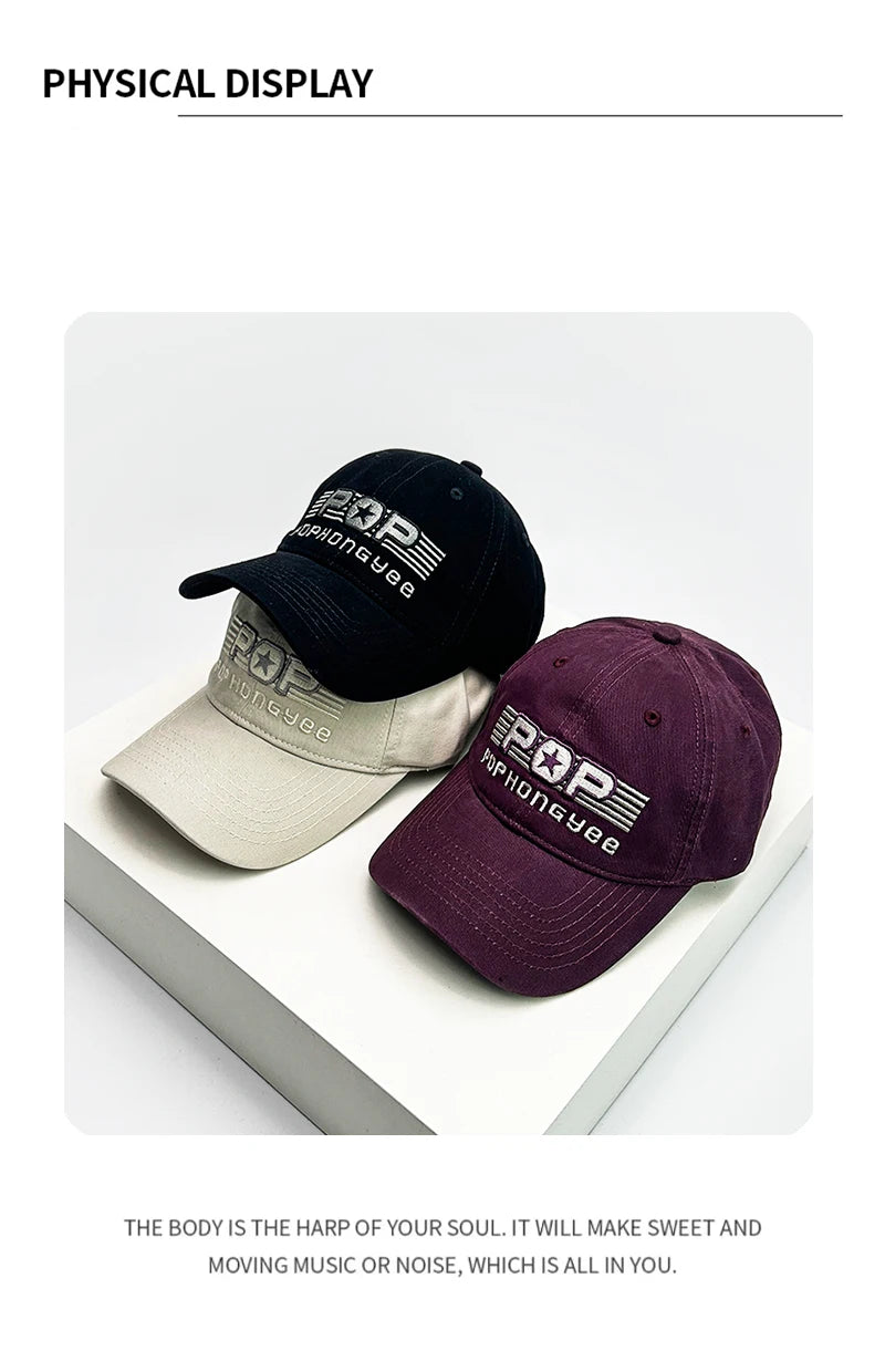 New Unisex American Style Letter Embroidery Baseball Hats Breathable Korean Sunshade Casual Peaked Caps Versatile Fashion Street