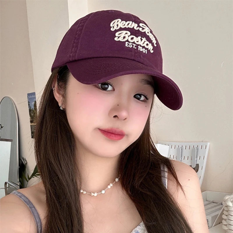 New Men Women Japanese Retro Embroidered Letters Baseball Hats Breathable Sunshade Street Versatile Snapback Caps Fashion Couple