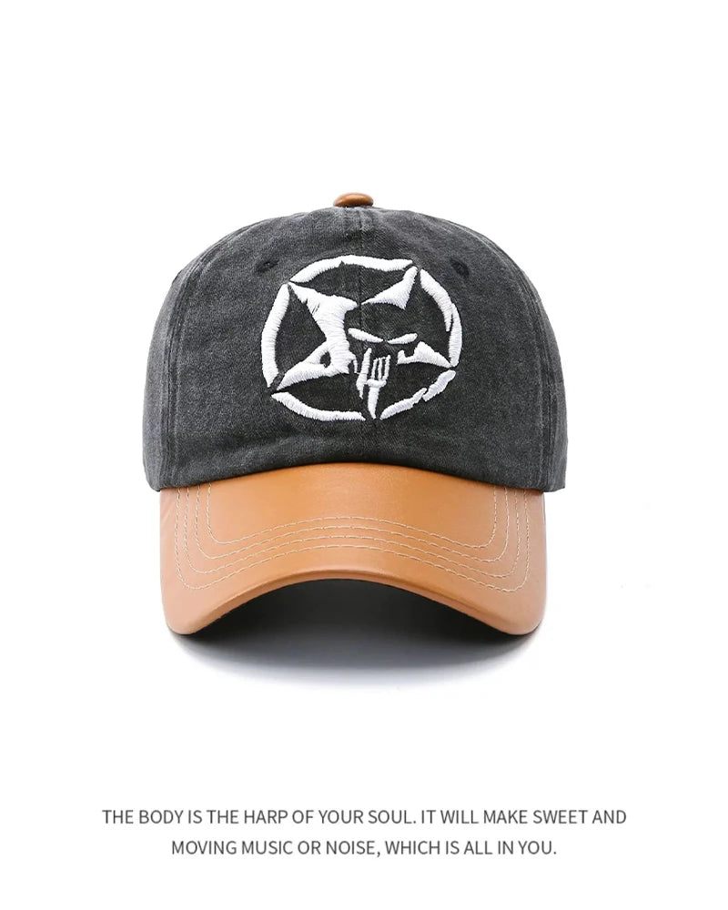 New Unisex Five-pointed Star Skull Embroidery Baseball Hats Retro Breathable Personal Sunshade Peaked Caps Versatile Fashion ins