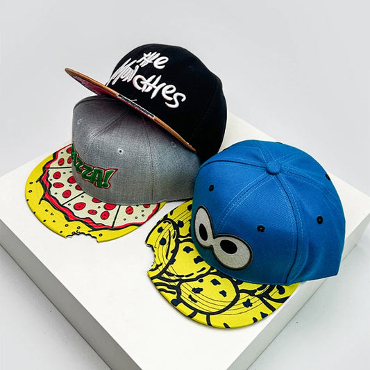 New Unisex Cartoon Eyes Letter Embroidery Baseball Hats Breathable Flat Eave Sunshade Hip Hop Peaked Caps Versatile Fashion ins