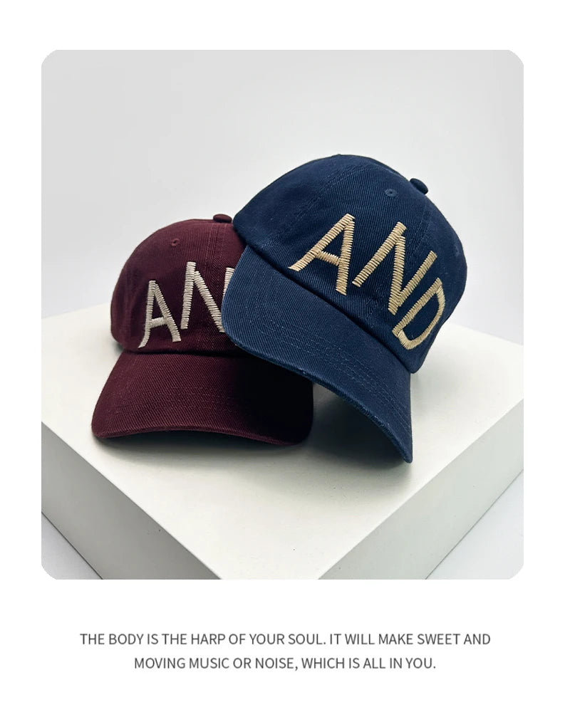 New Unisex Embroidered AND Letters Simple Baseball Hats Breathable High-quality Sunshade Peaked Caps Versatile Fashion Korean